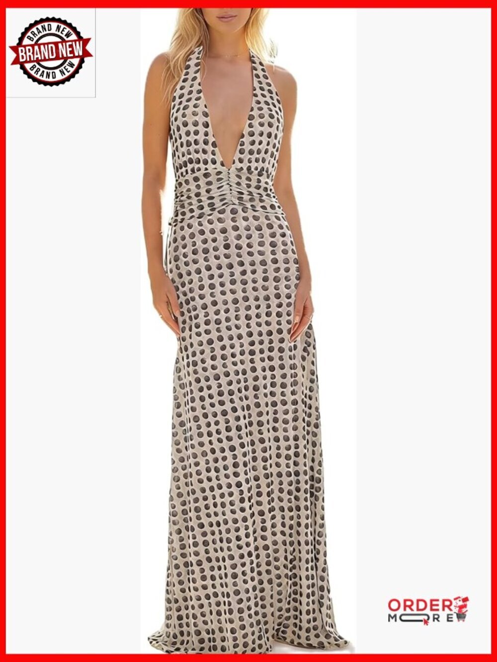 Women Halter V Neck Maxi Dress Sexy Backless Bodycon Long Dress